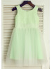 Green Sequin Tulle Flower Girl Dress